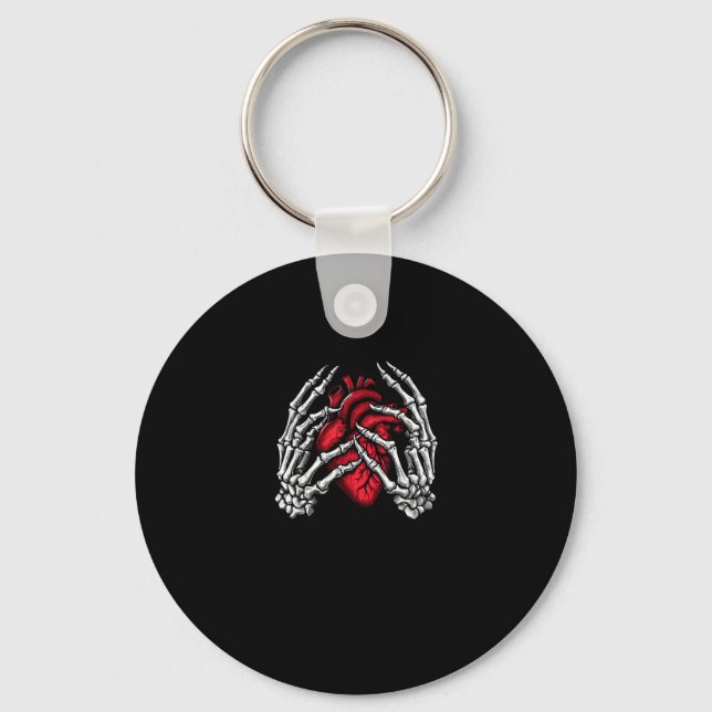 Skeleton Hands Holding Heart Halloween Costume  Key Ring (Front)