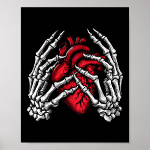 Skeleton Hands Holding Heart Halloween Costume Wom Poster