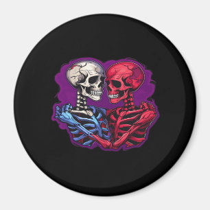 Skeleton Hands Holding Heart Retro Tattoo Style Magnet