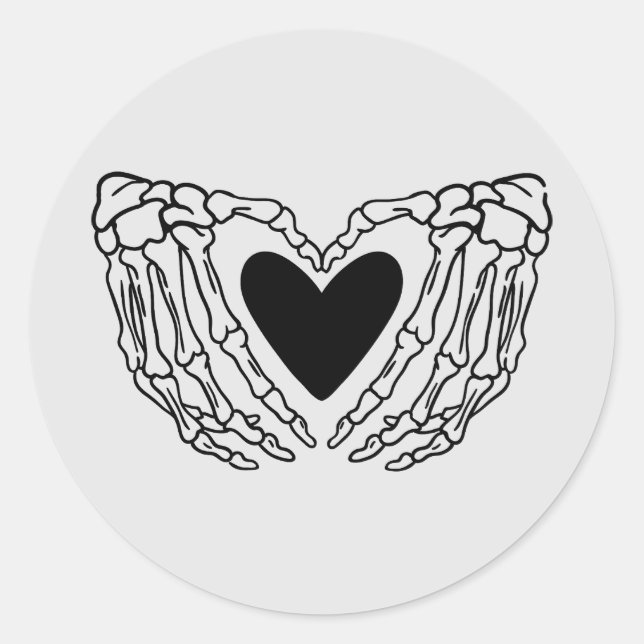 Skeleton Hands Holding Heart Sticker (Front)