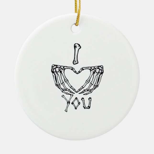 Skeleton Hands Making A Heart  Ceramic Tree Decoration (Front)