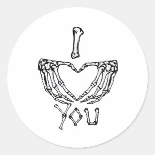 Skeleton Hands Making A Heart  Classic Round Sticker