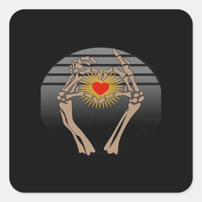 Skeleton Hands Making A Heart Classic Square Sticker (Front)