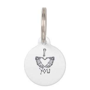Skeleton Hands Making A Heart  Pet Tag