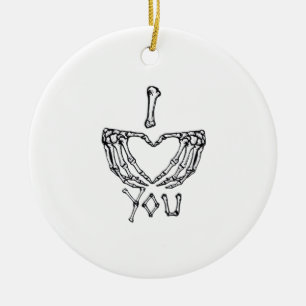 Skeleton Hands Making A Heart Subtle Expression Ceramic Tree Decoration