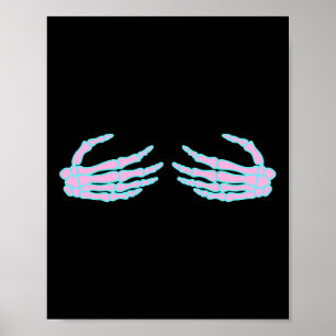 Skeleton Hands On S Breast  Poster