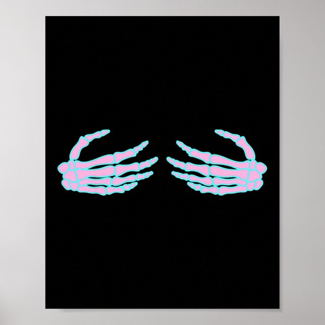 Skeleton Hands On S Breast  Poster (Front)