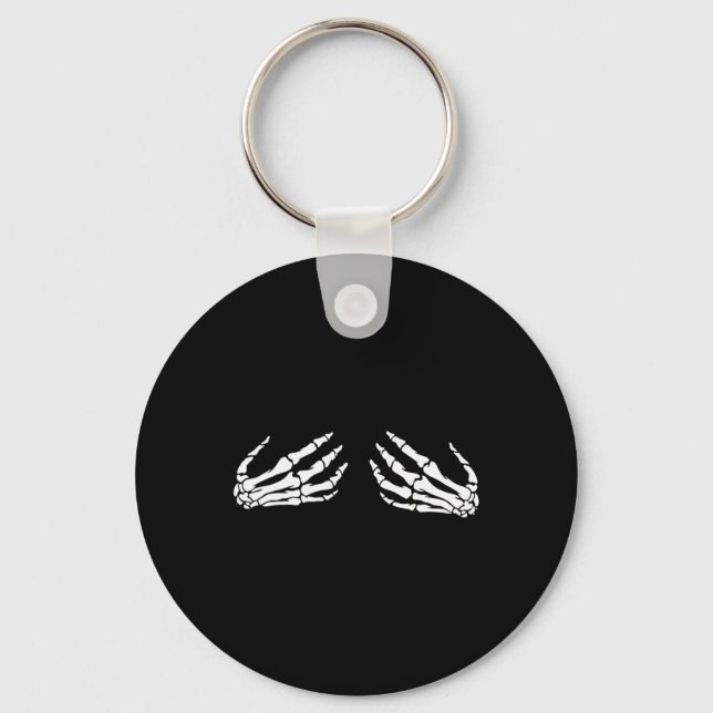 Skeleton Hands Over Breast Amazing Halloween Costu Key Ring (Front)