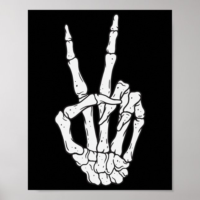 Skeleton Hands Peace Sign Love Halloween Costume  (Front)
