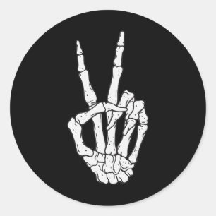Skeleton Hands Peace Sign Love Halloween Costume  Classic Round Sticker
