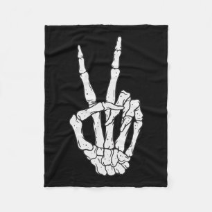 Skeleton Hands Peace Sign Love Halloween Costume  Fleece Blanket