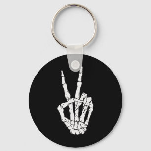 Skeleton Hands Peace Sign Love Halloween Costume Key Ring