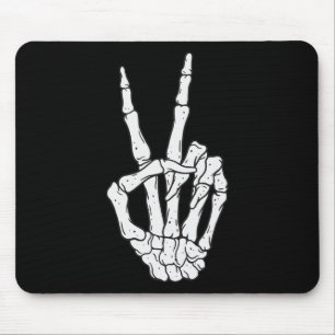 Skeleton Hands Peace Sign Love Halloween Costume Mouse Pad