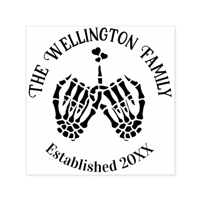 Skeleton Hands Pinky Swear #2 Family Name Date Est Self-inking Stamp (Design)