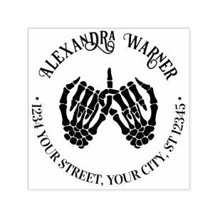 Skeleton Hands Pinky Swear #2 Name Return Address Self-inking Stamp
