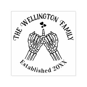 Skeleton Hands Pinky Swear Family Name Date Estd Self-inking Stamp