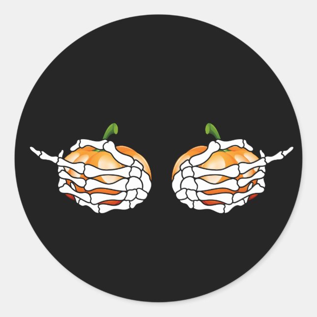 Skeleton Hands Pumpkin Halloween Sticker (Front)