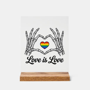 Skeleton Hands Rainbow Heart Love Is Love Shirt_1 Acrylic Sign