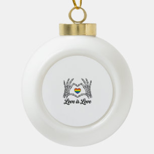 Skeleton Hands Rainbow Heart Love Is Love Shirt_1 Ceramic Ball Christmas Ornament