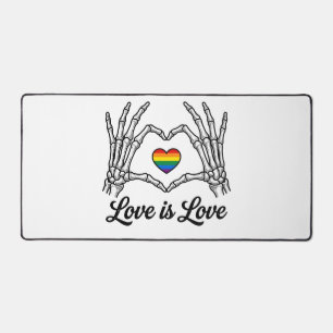 Skeleton Hands Rainbow Heart Love Is Love Shirt_1 Desk Mat