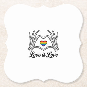 Skeleton Hands Rainbow Heart Love Is Love Shirt_1 Paper Coaster