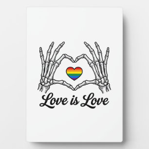 Skeleton Hands Rainbow Heart Love Is Love Shirt_1 Plaque