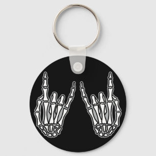 Skeleton hands rock and roll key ring