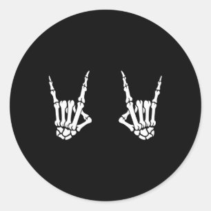 Skeleton Hands Rocker Rock On Rock Star Classic Round Sticker