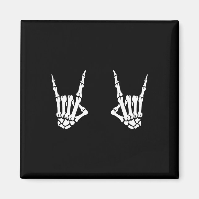 Skeleton Hands Rocker Rock On Rock Star  Magnet (Front)