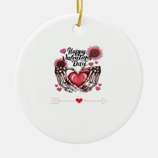 Skeleton Hands Valentines Day Classic Ceramic Tree Decoration (Front)