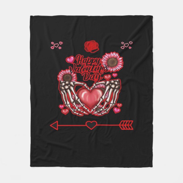 Skeleton Hands Valentines Day Classic Fleece Blanket (Front)