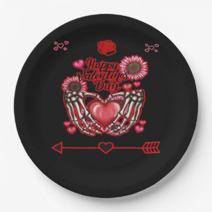 Skeleton Hands Valentines Day Classic Paper Plate