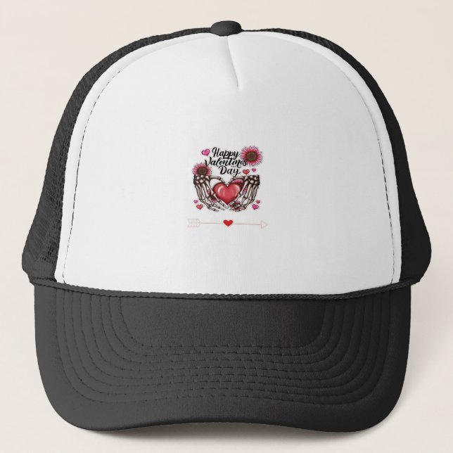 Skeleton Hands Valentines Day Classic Style Trucker Hat (Front)