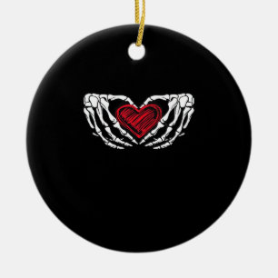 Skeleton Hands With Heart Classic Ceramic Tree Decoration