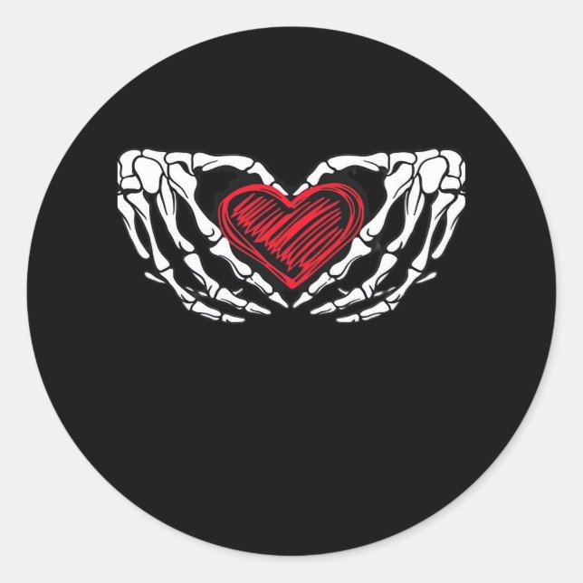 Skeleton Hands With Heart Classic Classic Round Sticker (Front)