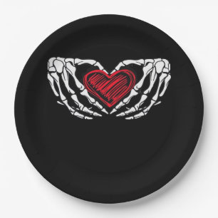 Skeleton Hands With Heart Classic Paper Plate