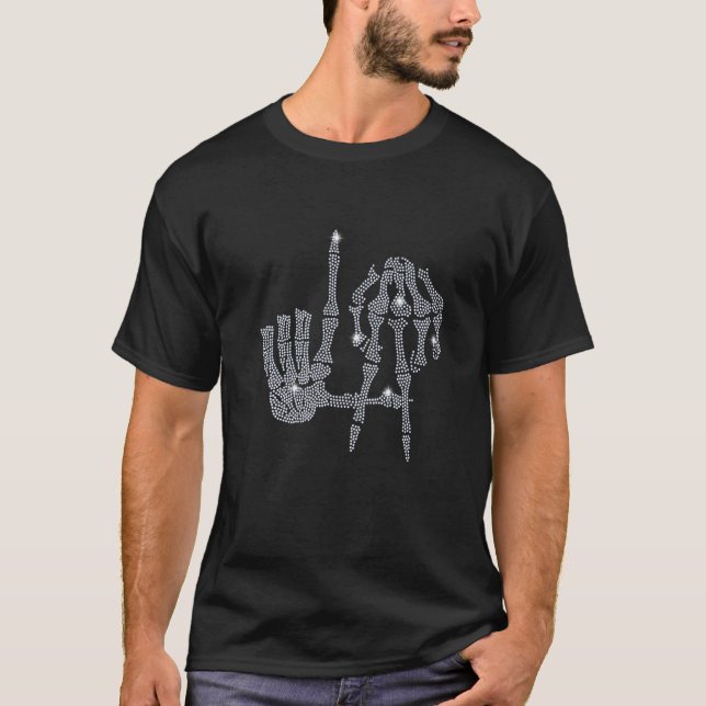 Skeleton Hands With La Rhinestone  For Halloween T-Shirt (Front)