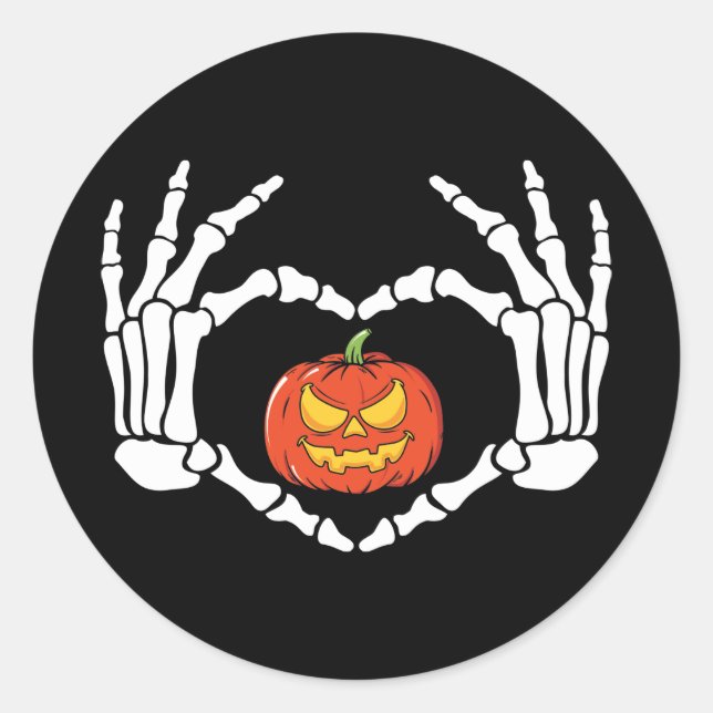 Skeleton Hands with Pumpkin Sticker (Front)