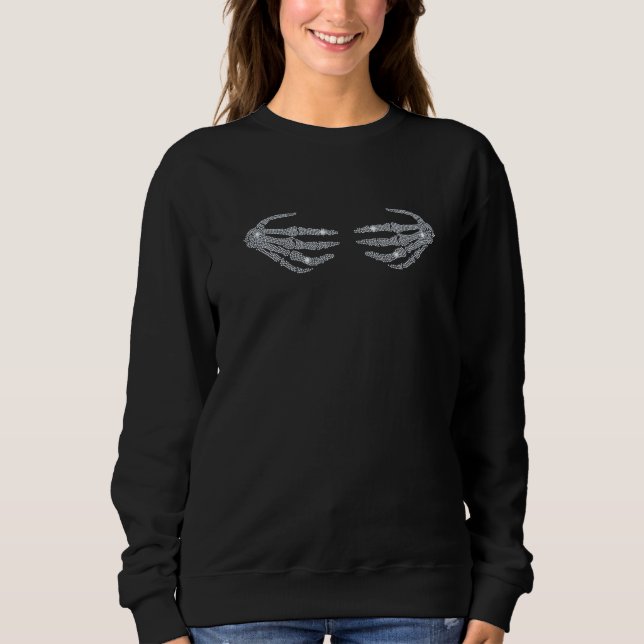 Skeleton Hands With Rhinestone For Halloween   Sweatshirt (Front)