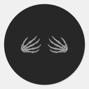 Skeleton Hands Women - Spooky Halloween Rock Band Classic Round Sticker