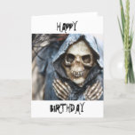 Skeleton Happy Birthday Card<br><div class="desc">Skeleton with cloak  and crossed hands</div>