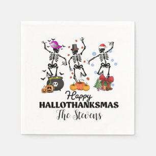 Skeleton Happy Hallothanksmas Napkin