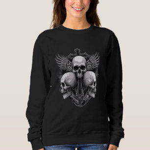 Skeleton Head Cross Y2K Goth Grunge Gothic Emo Aes Sweatshirt