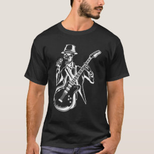Skeleton Head Playing Acoustic Rock On His Guitar T-Shirt