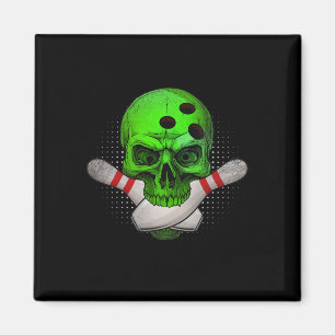 Skeleton Head Skull Bowling Ll And Pins Happy Hall Magnet