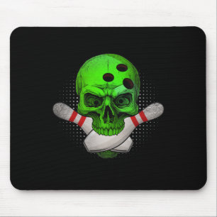 Skeleton Head Skull Bowling Ll And Pins Happy Hall Mouse Pad