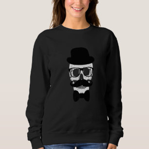 Skeleton Head Skull With Fake Moustache Hat Glasse Sweatshirt
