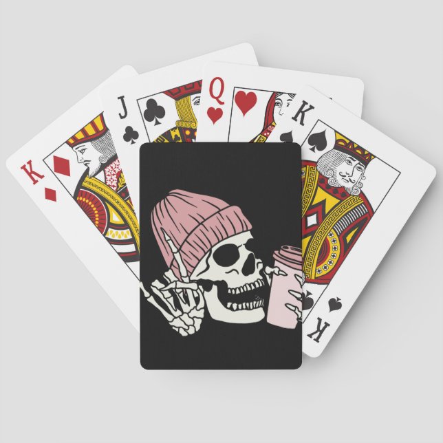Skeleton Head with Cap on  Playing Cards (Back)