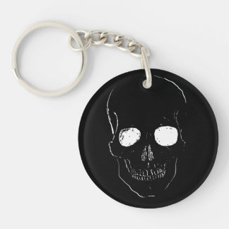 Skeleton Head with Glowing Eyes on a Key Ring