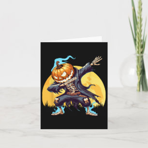 Skeleton Headless Pumpkin Dab Dance Boys Halloween Card